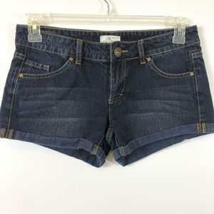 O'Neill Women's Dark Wash Roll Cuff Cotton Denim Jean Shortie Shorts Size 7